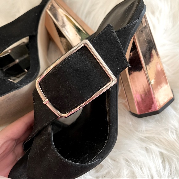 ASOS New Look Black Cross Heeled Mules - Picture 5 of 10